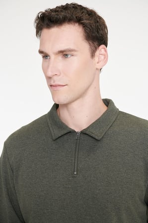 Pamuklu Standart Fit Normal Kesim Polo Yaka Sweatshirt