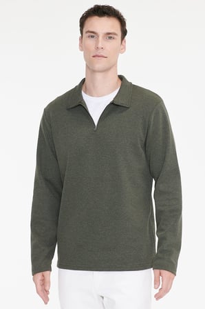 Pamuklu Standart Fit Normal Kesim Polo Yaka Sweatshirt