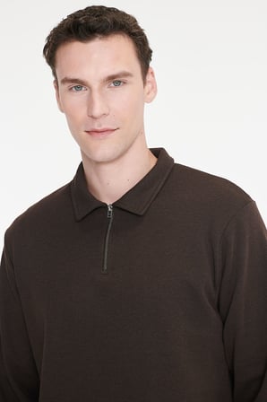 Pamuklu Standart Fit Normal Kesim Polo Yaka Sweatshirt