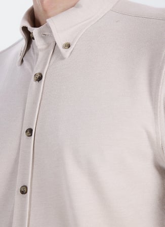 Altınyıldız Classics Bej Düğmeli Slim Fit Erkek Gömlek ACE201271092