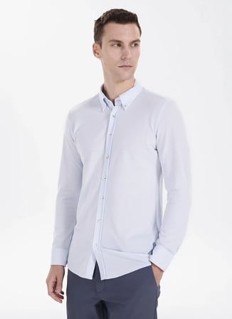 Altınyıldız Classics Mavi Erkek Düğmeli Slim Fit Gömlek ACE201271092