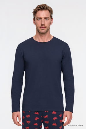 2'li Yumuşak Dokulu %100 Pamuk Standart Fit Bisiklet Yaka Desenli Pijama Takımı