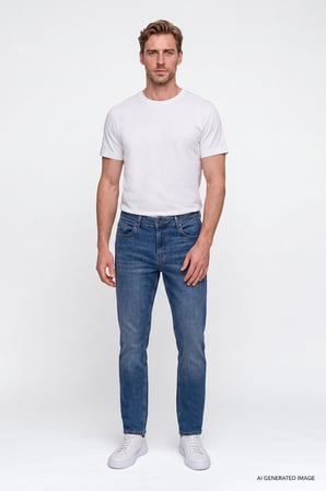 Pamuklu Comfort Fit Rahat Kesim 5 Cepli Esnek Rahat Jean Kot Denim Pantolon