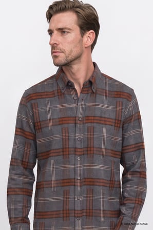 Oversize Fit Bol Kesim Gizli Düğmeli Yaka Ekose Desenli Flanel Gömlek