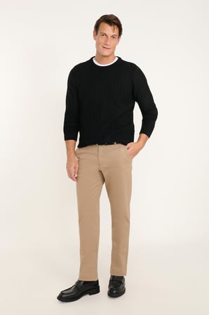 Pamuklu Tapered Fit Yan Cepli Diagonal Desenli Esnek Casual Pantolon