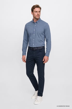 Pamuklu Tapered Fit 5 Cepli Diagonal Desenli Esnek Chino Pantolon