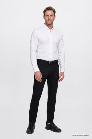 Pamuklu Tapered Fit 5 Cepli Diagonal Desenli Esnek Chino Pantolon