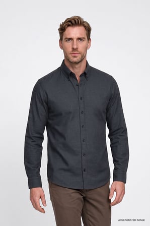 Pamuklu Yumuşak Dokulu Flanel Slim Fit Dar Kesim Düğmeli Yaka Gömlek