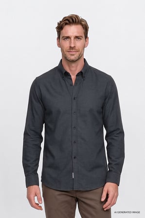 Pamuklu Yumuşak Dokulu Flanel Slim Fit Dar Kesim Düğmeli Yaka Gömlek