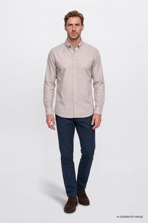 Pamuklu Yumuşak Dokulu Flanel Slim Fit Dar Kesim Düğmeli Yaka Gömlek