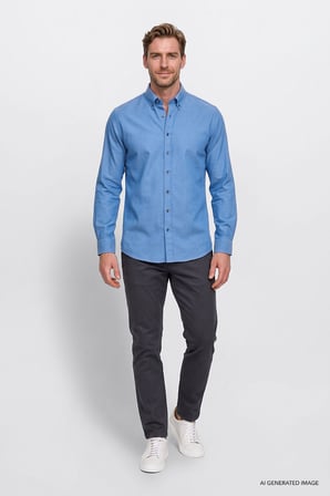 Pamuklu Yumuşak Dokulu Flanel Slim Fit Dar Kesim Düğmeli Yaka Gömlek