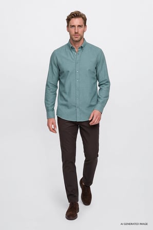 Pamuklu Yumuşak Dokulu Flanel Slim Fit Dar Kesim Düğmeli Yaka Gömlek