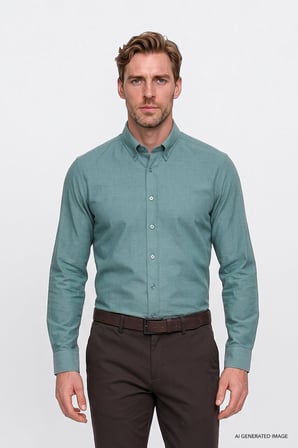 Pamuklu Yumuşak Dokulu Flanel Slim Fit Dar Kesim Düğmeli Yaka Gömlek