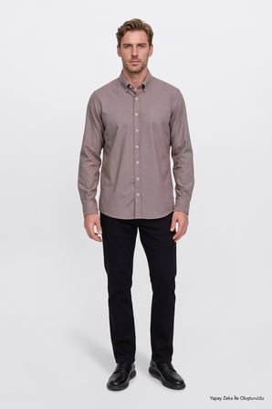 Pamuklu Yumuşak Dokulu Flanel Slim Fit Dar Kesim Düğmeli Yaka Gömlek