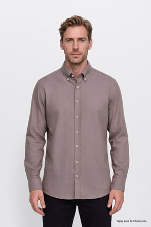 Pamuklu Yumuşak Dokulu Flanel Slim Fit Dar Kesim Düğmeli Yaka Gömlek