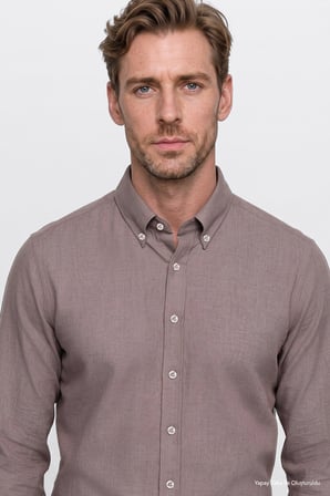 Pamuklu Yumuşak Dokulu Flanel Slim Fit Dar Kesim Düğmeli Yaka Gömlek