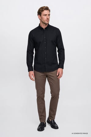 Pamuklu Yumuşak Dokulu Flanel Slim Fit Dar Kesim Düğmeli Yaka Gömlek