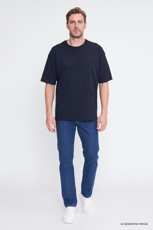 %100 Pamuk Oversize Fit Rahat Kesim Bisiklet Yaka Basic Tişört