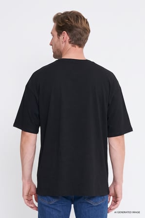 %100 Pamuk Oversize Fit Rahat Kesim Bisiklet Yaka Basic Tişört