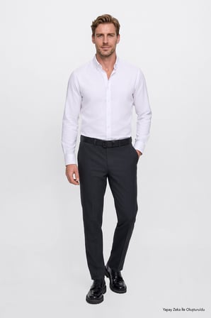 Slim Fit Dar Kesim Klasik Yan Cep Pantolon