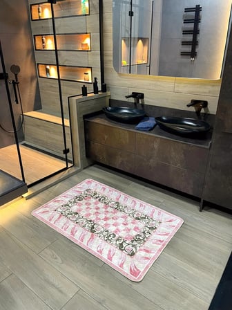 Brillant Çiçek Desen Pembe Renk -  Banyo Papası (80 x 120)