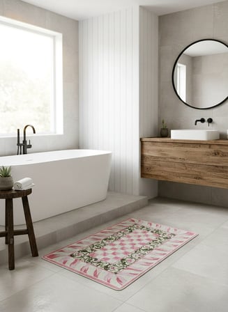 Brillant Çiçek Desen Pembe Renk -  Banyo Papası (80 x 120)