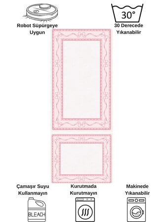 2'li Fiyonklu Bordürlü  Lateks Taban Banyo Paspası (60x100-60x50)