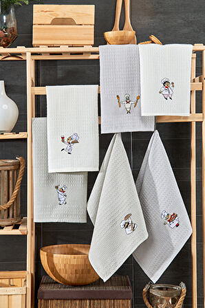 BebeSoft Kahve Köşesi 6'lı  Mutfak Havlu Seti (45cmx60cm)