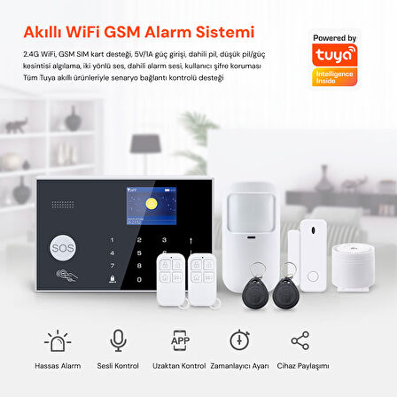YECO SAS-10 Akıllı Alarm Güvenlik Sistemi - Wifi & 4G GSM Bağlantısı, Hareket Sensörü ve Mobil Uyumlu