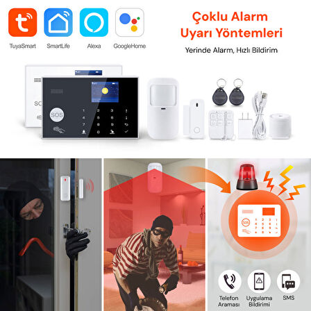 YECO SAS-10 Akıllı Alarm Güvenlik Sistemi - Wifi & 4G GSM Bağlantısı, Hareket Sensörü ve Mobil Uyumlu