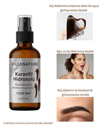 VILLENATURE Karanfil Hidrosolü “Clove Hydrosol” Dianthus Caryophyllus %100 SAF, DOĞAL 100 ML