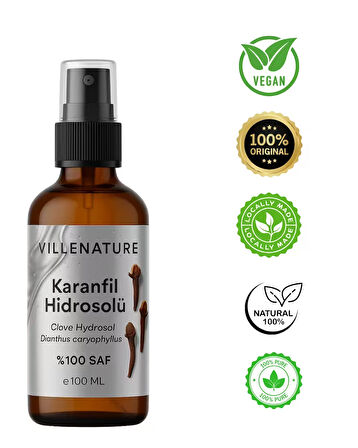 VILLENATURE Karanfil Hidrosolü “Clove Hydrosol” Dianthus Caryophyllus %100 SAF, DOĞAL 100 ML