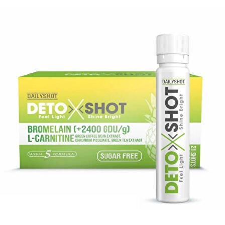 Detoxshot Kilo Kontrol Desteği, Bromelain, L-Carnitine, Krom, Detox Shot, Likit Detoks Kompleks