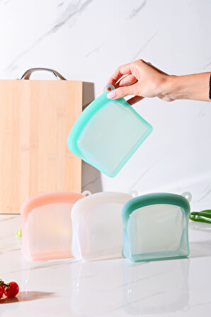 Sheer Hava Sızdırmaz Kilitli Silikon Saklama Torbası 300 ml | Yeşil