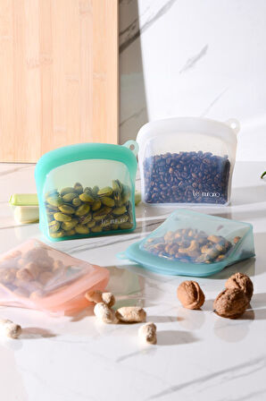 Sheer Hava Sızdırmaz Kilitli Silikon Saklama Torbası 300 ml | Pembe