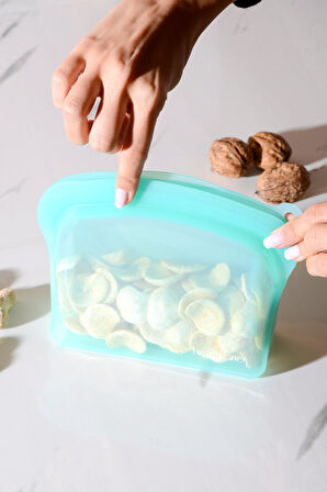 Sheer Hava Sızdırmaz Kilitli Silikon Saklama Torbası 600 ml | Yeşil