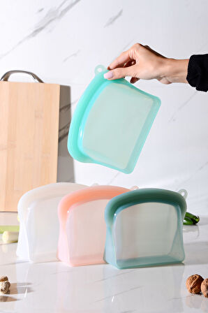 Sheer Hava Sızdırmaz Kilitli Silikon Saklama Torbası 600 ml | Yeşil