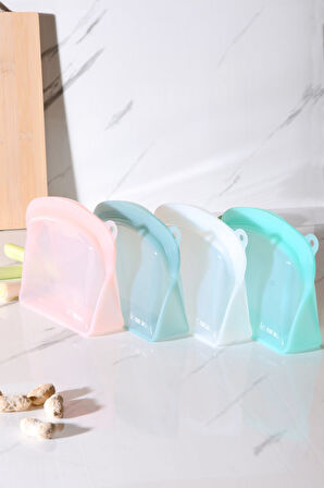 Sheer Hava Sızdırmaz Kilitli Silikon Saklama Torbası 600 ml | Pembe