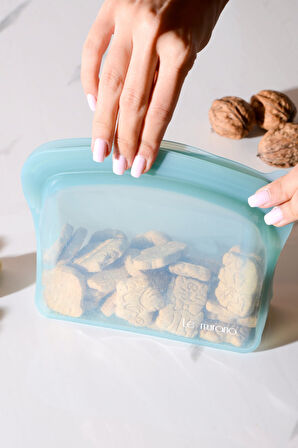 Sheer Hava Sızdırmaz Kilitli Silikon Saklama Torbası 600 ml | Mavi