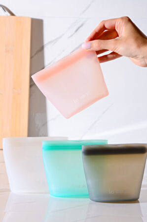 Mood Hava Sızdırmaz Kilitli Silikon Saklama Torbası 250 ml | Pembe