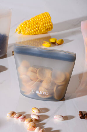 Mood Hava Sızdırmaz Kilitli Silikon Saklama Torbası 250 ml | Gri