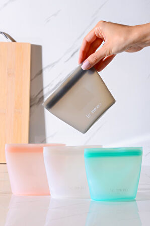 Mood Hava Sızdırmaz Kilitli Silikon Saklama Torbası 250 ml | Gri