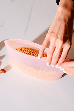 Mood Hava Sızdırmaz Kilitli Silikon Saklama Torbası 450 ml | Pembe