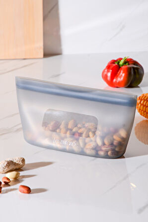 Mood Hava Sızdırmaz Kilitli Silikon Saklama Torbası 450 ml | Gri