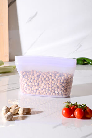 Lush Hava Sızdırmaz Kilitli Silikon Saklama Torbası 500 ml | Mor