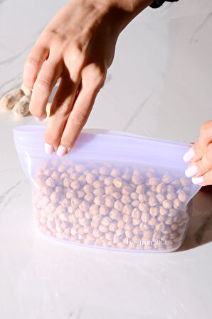 Lush Hava Sızdırmaz Kilitli Silikon Saklama Torbası 500 ml | Mor