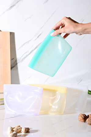 Lush Hava Sızdırmaz Kilitli Silikon Saklama Torbası 500 ml | Yeşil