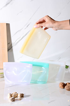 Lush Hava Sızdırmaz Kilitli Silikon Saklama Torbası 500 ml | Sarı