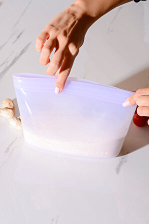 Lush Hava Sızdırmaz Kilitli Silikon Saklama Torbası 1000 ml | Mor