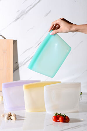 Lush Hava Sızdırmaz Kilitli Silikon Saklama Torbası 1000 ml | Yeşil